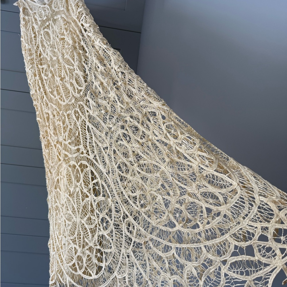 Cream Asymmetrical Sleeveless Midi Dress